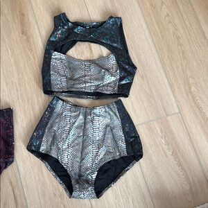 Glamorous Rave Black and Silver Crop Top